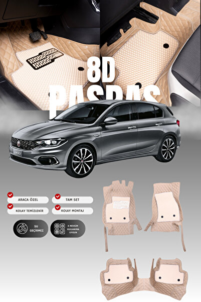 stiloto Fiat Egea Station Wagon (2016-2020) 8D Leather Pool Auto Floor Mat | ...