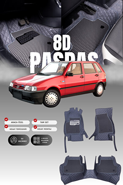 stiloto Fiat Uno (1994-2001) 8D Deri Havuzlu Oto Paspas | Tam Koruma,Araca Öz...