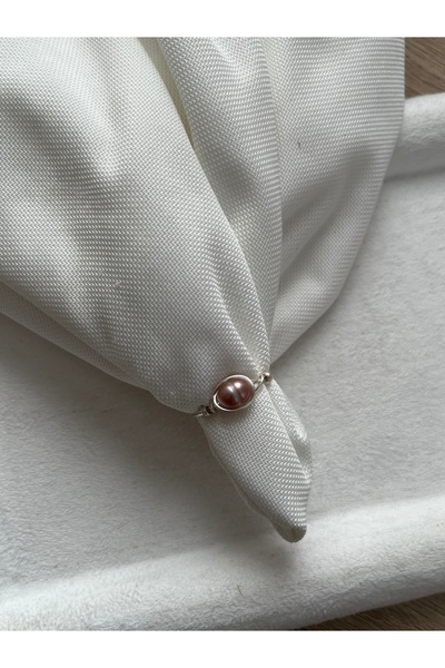 Pel Design Real Purple Pearl Silver Color Wire Ring Handmade