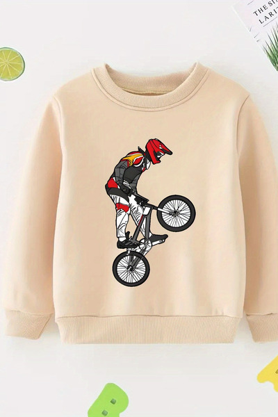 MYADA Stylish Cyclist Printed 3 Thread Premium Crew Neck Sweatshirt 24503