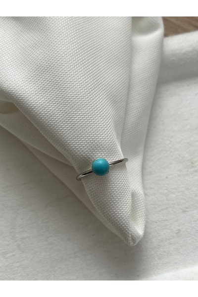 Pel Design خاتم فولاذي قابل للتعديل مصنوع يدويًا من حجر الفيروز الفيروزي