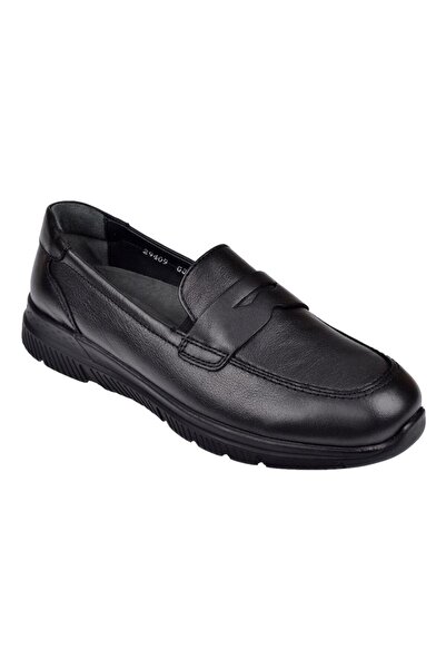Forelli Genuine Leather Comfort Moccasin Women's Shoes For-Gola Black