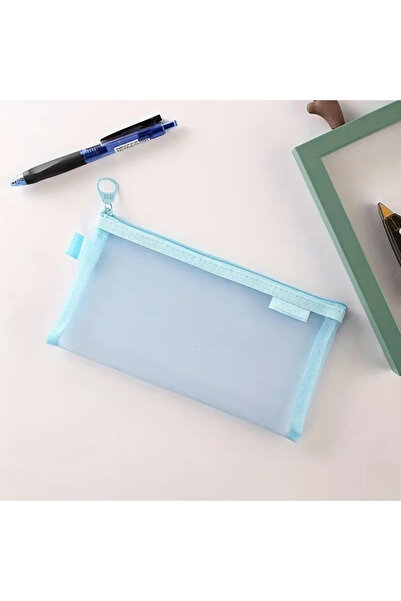 Siriderya Kalemlik Kalem Düzenleyici Kalem ve Seyahat Çantası Şeffaf Tasarım Mavi