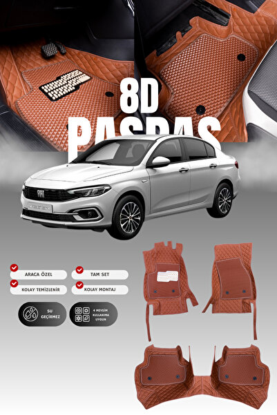 stiloto Fiat Egea (2015 ve sonrası) 8D Deri Havuzlu Oto Paspas | Tam Koruma,A...
