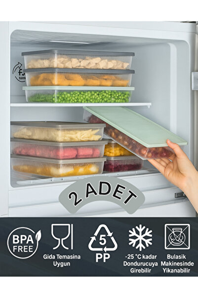 VİALEX Freezer 2 Pieces Refrigerator Organizer 2 Lt Organizer with Vacuum Sea...