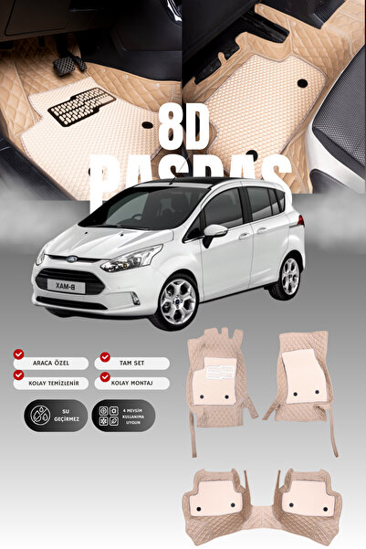 stiloto فورد بي-ماكس (2012-2017) سجادة أرضية للسيارة من الجلد بتصميم حوض السب...