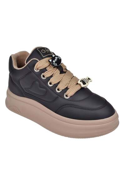 Guja İçi Polar Kadın Spor Ayakkabı Sneaker GJ-25K421 SİYAH