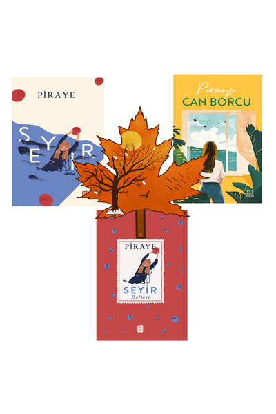 Artemis Yayınları piraye - seyir -yazarının full seti- seyir - can borcu - seyir defteri - turuncu yaprak kitap ayracı