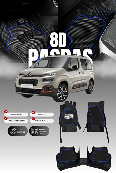 Genel Markalar Citroen Berlingo (2018 ve sonrası) 8D Deri Havuzlu Oto Paspas ...