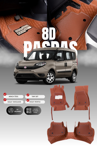 stiloto دواسة سيارة جلدية لسيارة فيات دوبلو (2009-2022) 8D |   حماية كاملة، م...