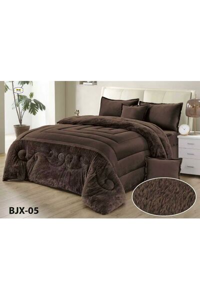 MİNG Lİ Winter bedspread for two people, velvet face, rabbit fur face, 6 pieces, king size, 230*250