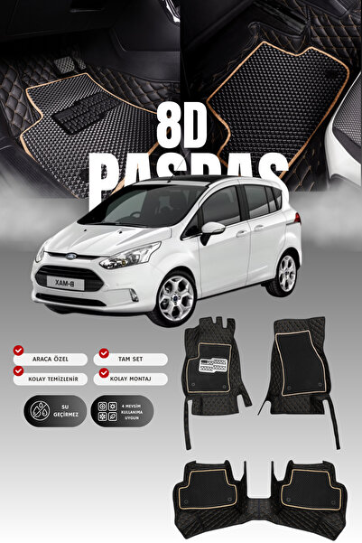 stiloto فورد بي-ماكس (2012-2017) سجادة أرضية للسيارة من الجلد بتصميم حوض السب...