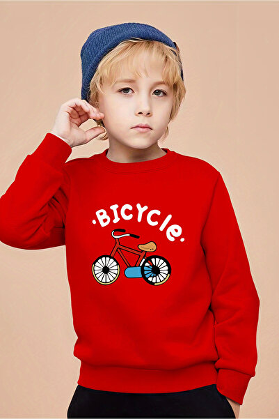 MYADA Tarz Bike Baskılı 3 İplik Premium Bisiklet Yaka Sweatshirt 24509