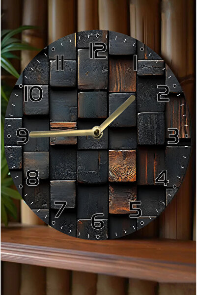 kutuTR UV Baskılı 3D Görünümlü Ahşap Duvar Saati – 33x33 cm Sdw084