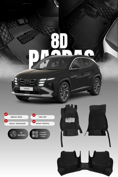 stiloto Hyundai Tucson (2020 ve sonrası) 8D Deri Havuzlu Oto Paspas | Tam Kor...