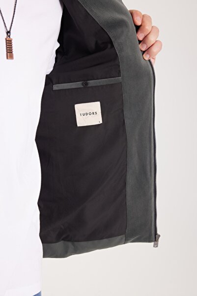 Tudors Erkek Regular Fit Normal Kesim Kaz Tüyü Çift Cepli Fermuarlı Haki Mont