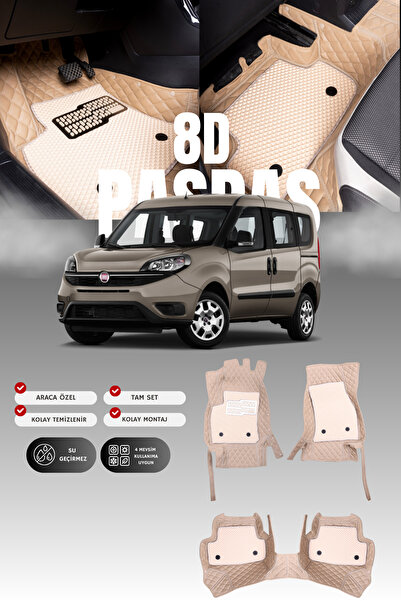 stiloto دواسة سيارة جلدية لسيارة فيات دوبلو (2009-2022) 8D |   حماية كاملة، م...