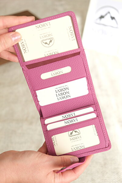 Norvi Leather Multi-Compartment Horizontal Genuine Leather Wallet with Snap Fasteners