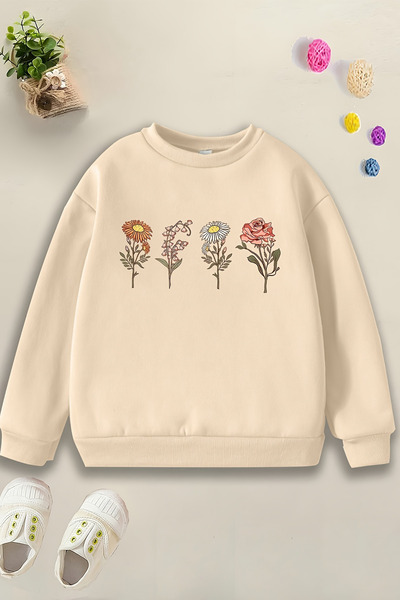 MYADA Natural Flowers Printed 3 Thread Premium Crew Neck Sweatshirt 24514