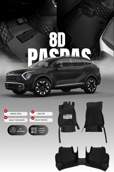 stiloto Kia Sportage (2021 ve sonrası) 8D Deri Havuzlu Oto Paspas | Tam Korum...