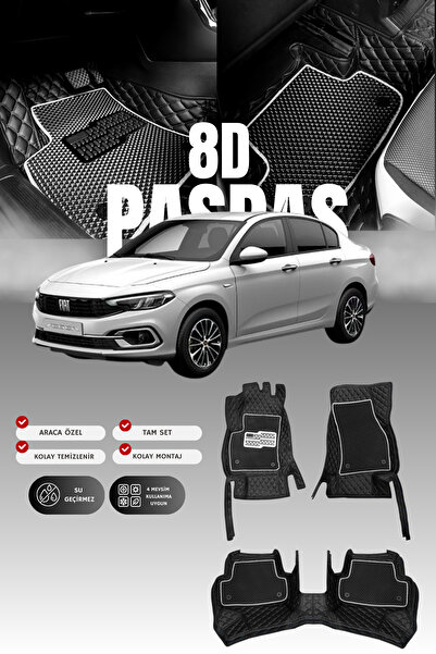 stiloto Fiat Egea (2015 ve sonrası) 8D Deri Havuzlu Oto Paspas | Tam Koruma,A...