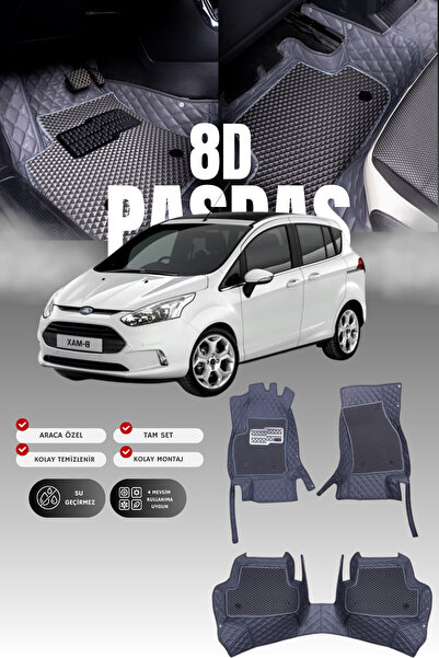 stiloto فورد بي-ماكس (2012-2017) سجادة أرضية للسيارة من الجلد بتصميم حوض السب...