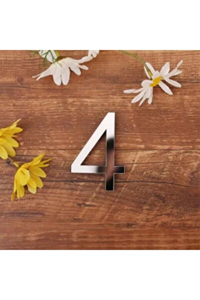 zafrakreklam رقم الشقة 1 ملم، مرآة فضية من البليكسي جلاس لاصقة، مقاس 9 سم - أرقام 4 أربعة