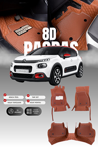 stiloto سجادة أرضية للسيارة من الجلد لسيتروين C3 (2020-2023) 8D |   حماية كام...