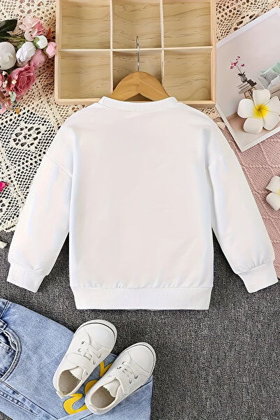MYADA Watercolor Çiçek Baskılı 3 İplik Premium Bisiklet Yaka Sweatshirt 24534