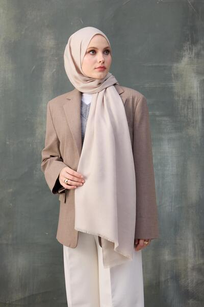 İpekhan Μπεζ Σάλι Ζακάρ Βαμβακερό μοτίβο κυμάτων 8010-27