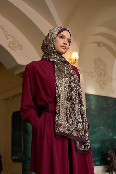 İpekhan Σοκολατένιο καφέ ινδικό σάλι βουάλ - 5009-16