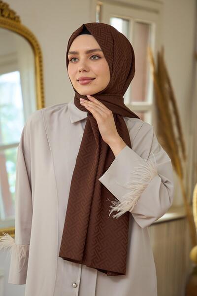 İpekhan Silky Jacquard Shawl Bitter Brown Καλοκαιρινή Συλλογή Sparkle - 9017-24