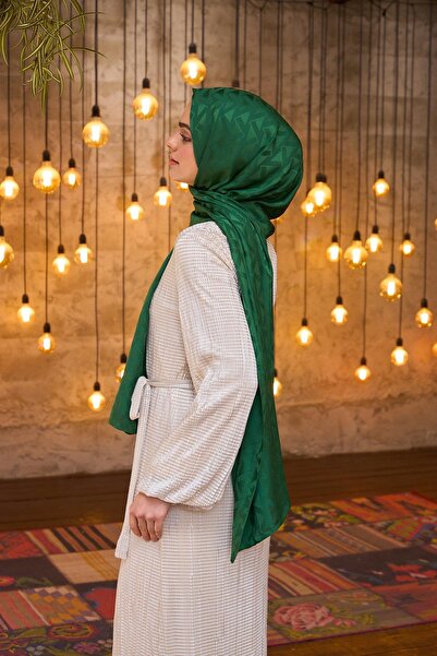 İpekhan Silky Jacquard Shawl Emerald - Summer Sparkle Collection 9014-12