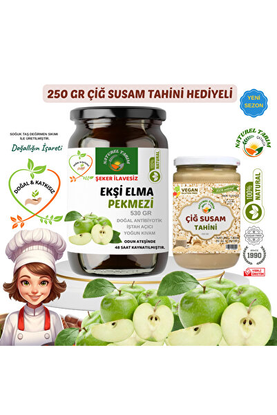 NATUREL EKŞİ ELMA PEKMEZİ ( ÇİĞ SUSAM TAHİN HEDİYELİ )