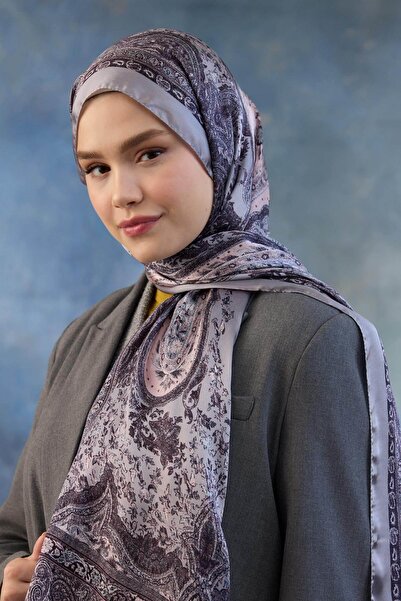 İpekhan Γκρι ινδικό σάλι βουάλ - 5002-03