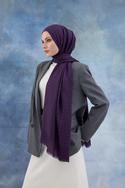 İpekhan Μωβ Ζακάρ Σάλι Χήνας με Μοτίβο Βαμβακιού - 8011-13