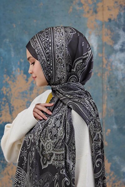 İpekhan Ανθρακί ινδικό σάλι βουάλ - 5008-13