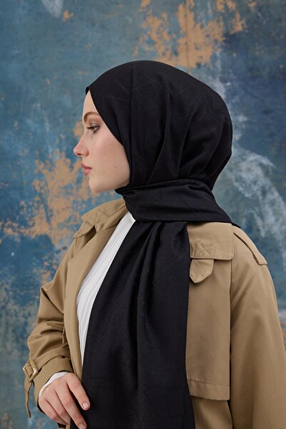 İpekhan Şal jacquard din bumbac cu model pătrat negru 8012-10