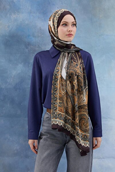 İpekhan Καφέ ινδικό σάλι βουάλ - 5006-03