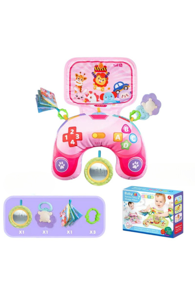 Picodino Baby Activity Pillow with Toys and Sounds, Pink