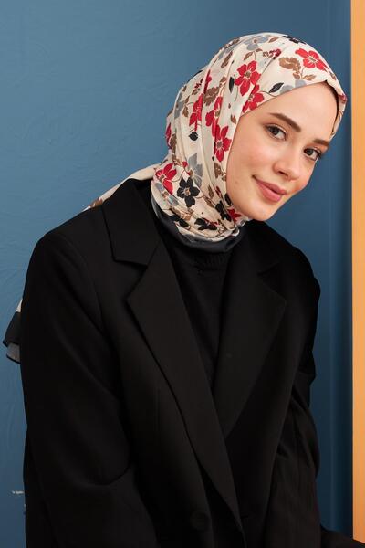 İpekhan Şal din bumbac cu model Amelia Negru 3025-05