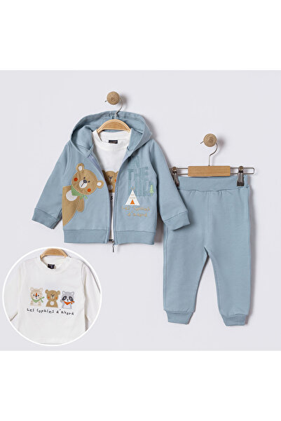 mandalinsbaby AYICIK NAKIŞLI HIRKALI ÜÇLÜ BEBEK TAKIM