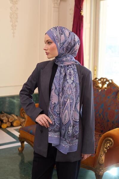 İpekhan Lilac Voile Silk Patterned Shawl - 9804-10