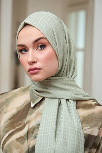 İpekhan Water Green Silky Jacquard Shawl - Summer Sparkle Collection 9016-12