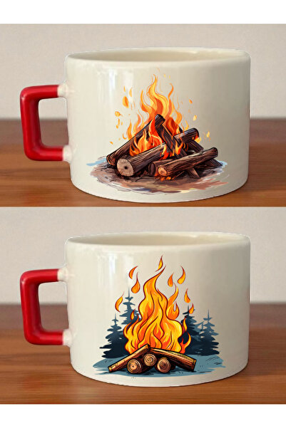 lili hediyelik فنجان قهوة مزدوج بتصميم النار المخيمية - هدية عيد الحب، هدايا ...