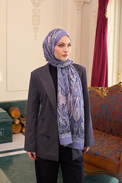 İpekhan Lilac Voile Silk Patterned Shawl - 9804-10