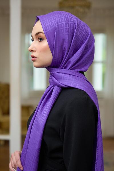 İpekhan Silky Jacquard Shawl Violet - Summer Sparkle Collection 9016-08