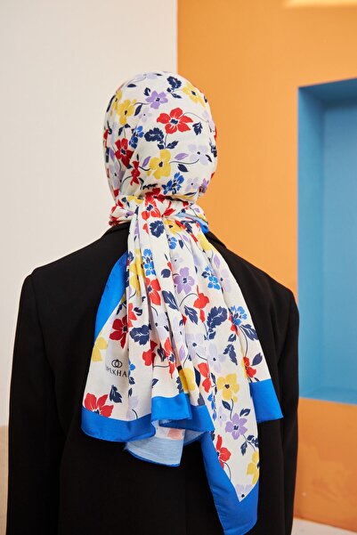 İpekhan Βαμβακερό σάλι με σχέδιο Amelia Sax Blue 3025-16