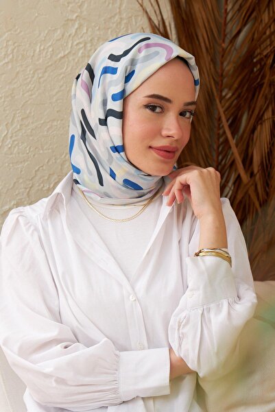 İpekhan Şal spiralat din bumbac, viscoză, albastru gheaţă