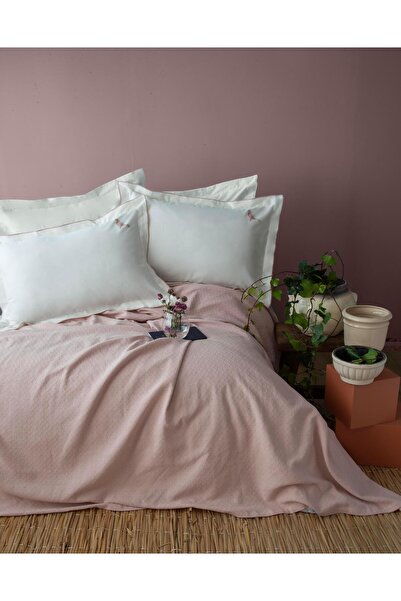 Apricitas HOME طقم غطاء لحاف بيكيه فردي بلون أحمر خدود نقي